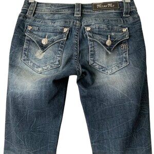 Miss Me Signature Distressed Flap Pocket Slim Boot Jeans Blue 25